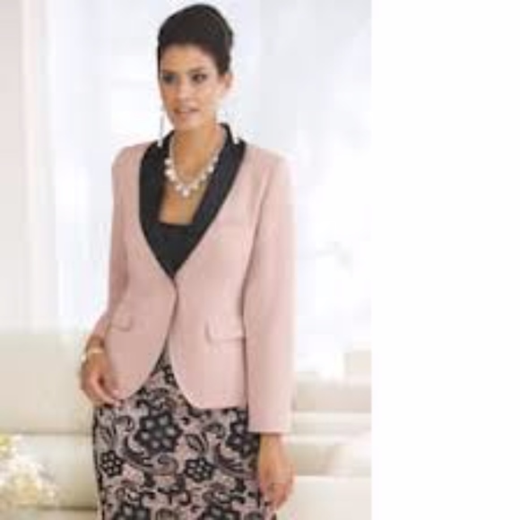 Monroe & Main Jackets & Blazers - Monroe and Main | Blush Pink Blazer Black Trim
